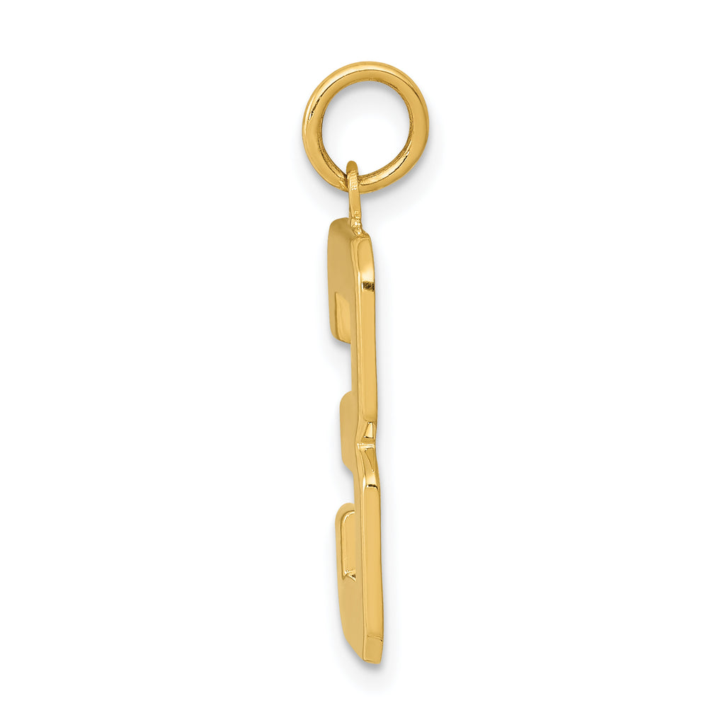 14K Gold Large Polished Number 3 Charm  Elegant Casted Design