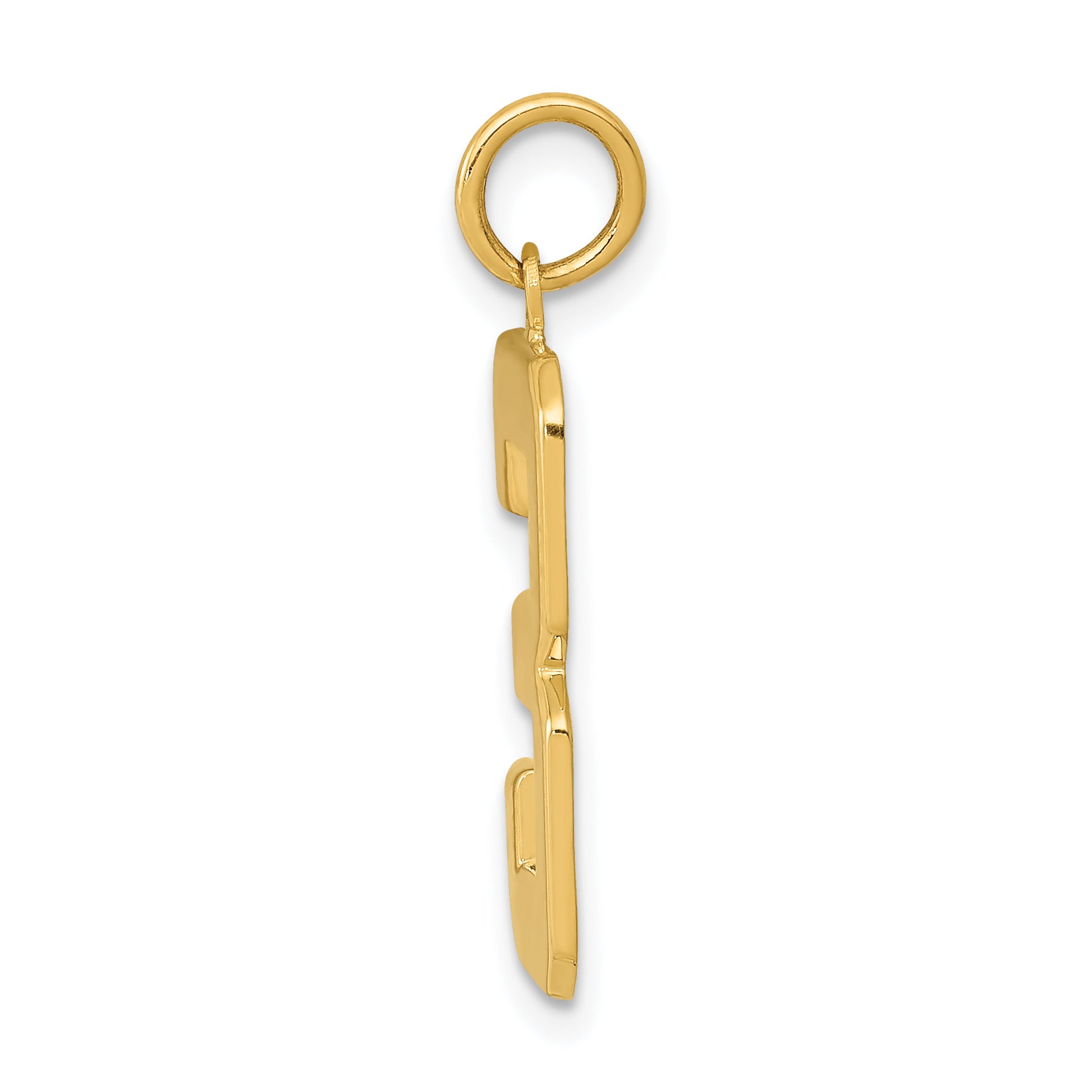 14K Gold Large Polished Number 3 Charm  Elegant Casted Design