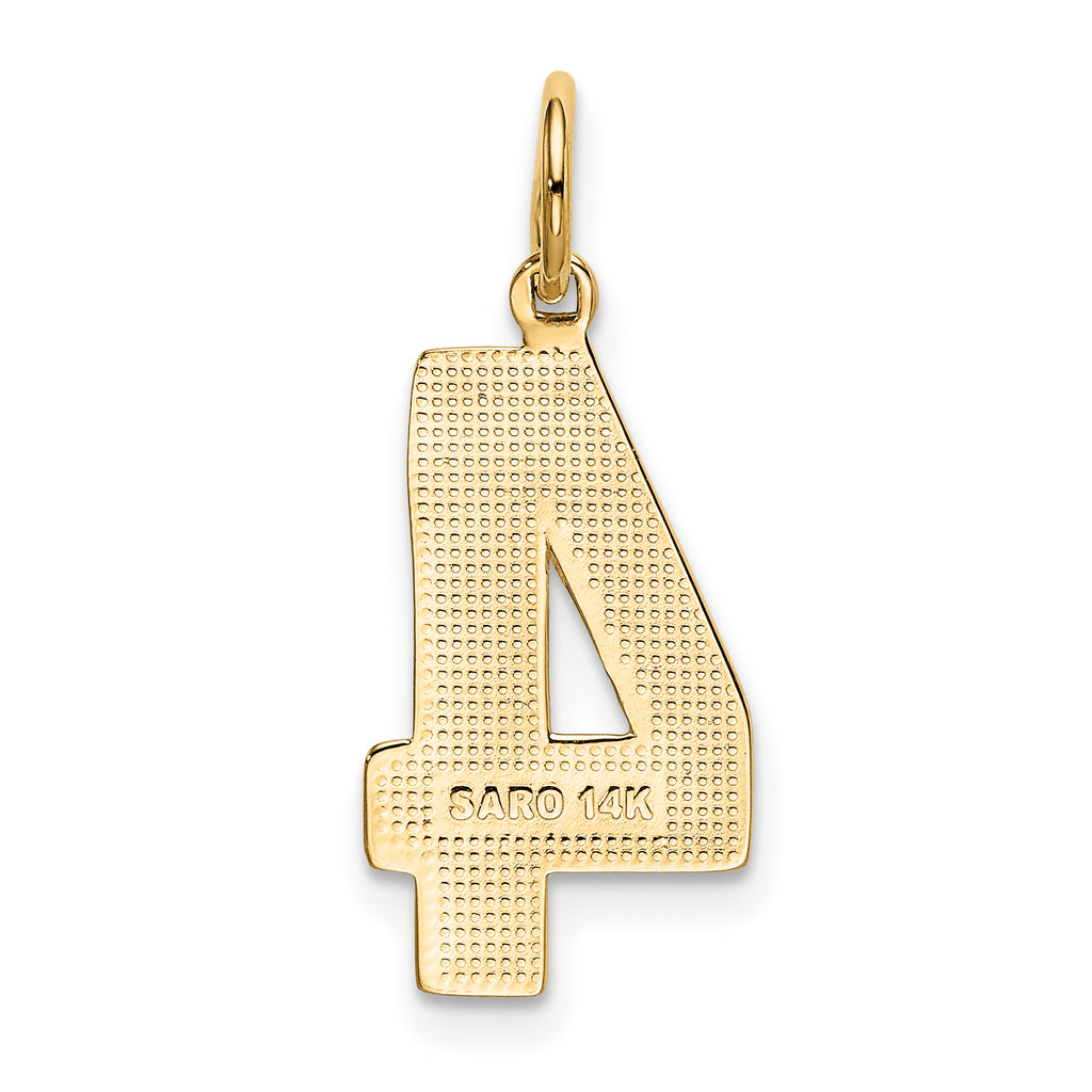 14K Gold Large Polished Number 4 Charm by Sophia Jewelers