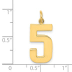 14K Gold Large Polished Number 5 Charm  Elegant, Casted Design