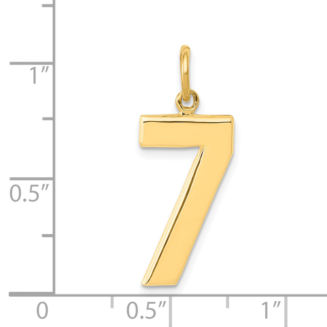 14K Gold Large Polished Number 7 Charm  Elegant Cast Design