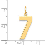 14K Gold Large Polished Number 7 Charm  Elegant Cast Design
