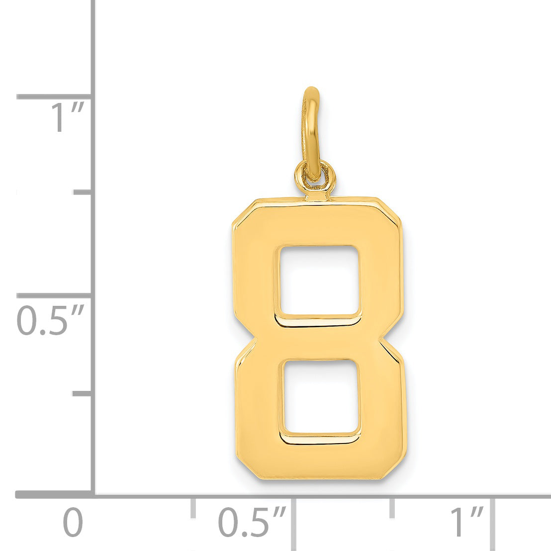 14K Gold Large Polished Number 8 Charm  Elegant Cast Design
