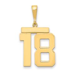 14k Large Polished Number 18 Charm