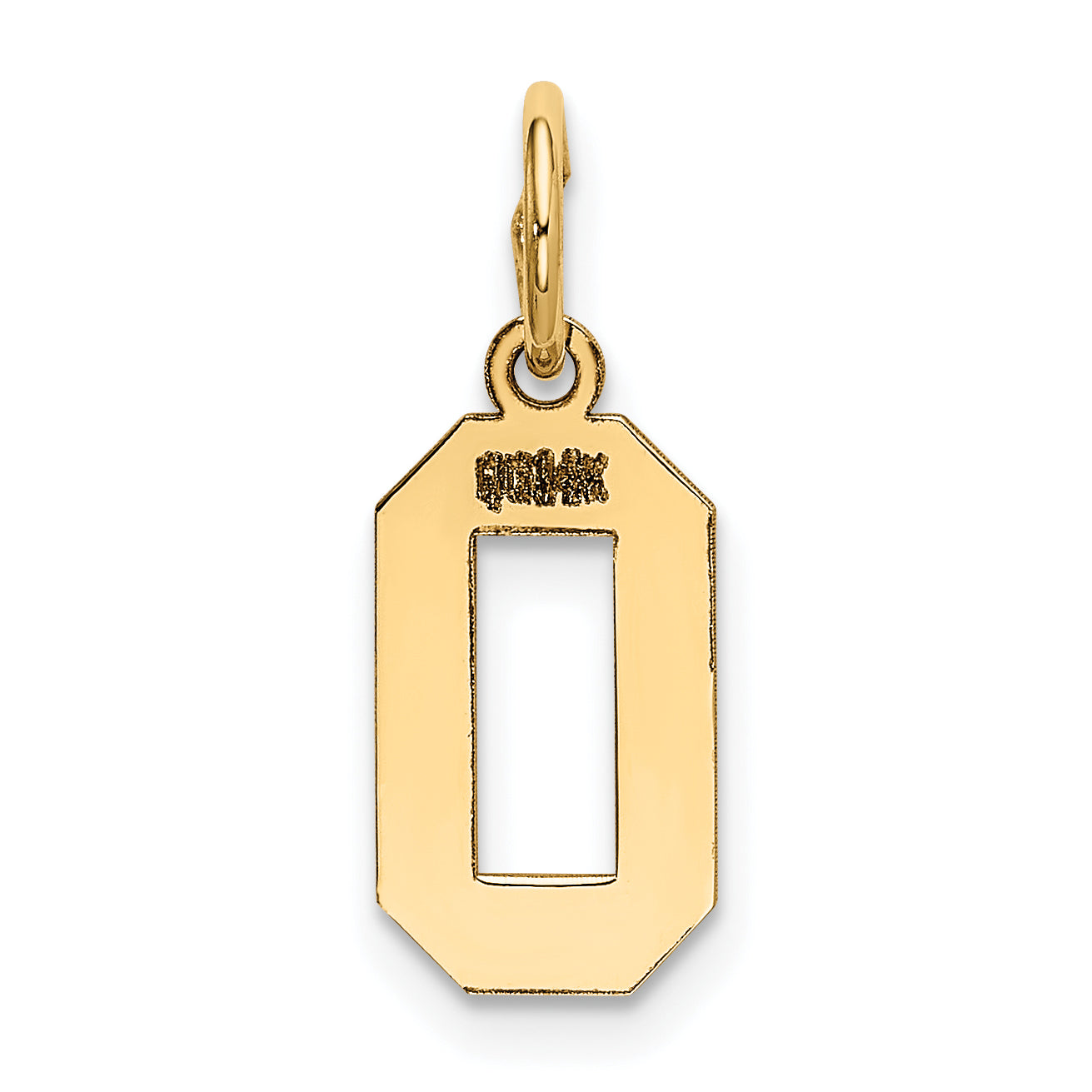 14K Gold Polished Number 0 Charm  Small, Laser Cut, Elegant Design
