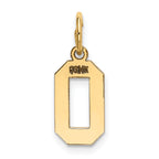 14K Gold Polished Number 0 Charm  Small, Laser Cut, Elegant Design