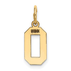 14K Gold Polished Number 0 Charm  Small, Laser Cut, Elegant Design