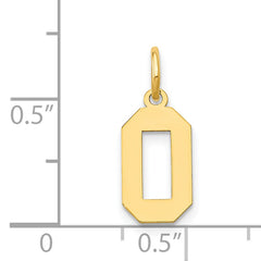 14K Gold Polished Number 0 Charm  Small, Laser Cut, Elegant Design
