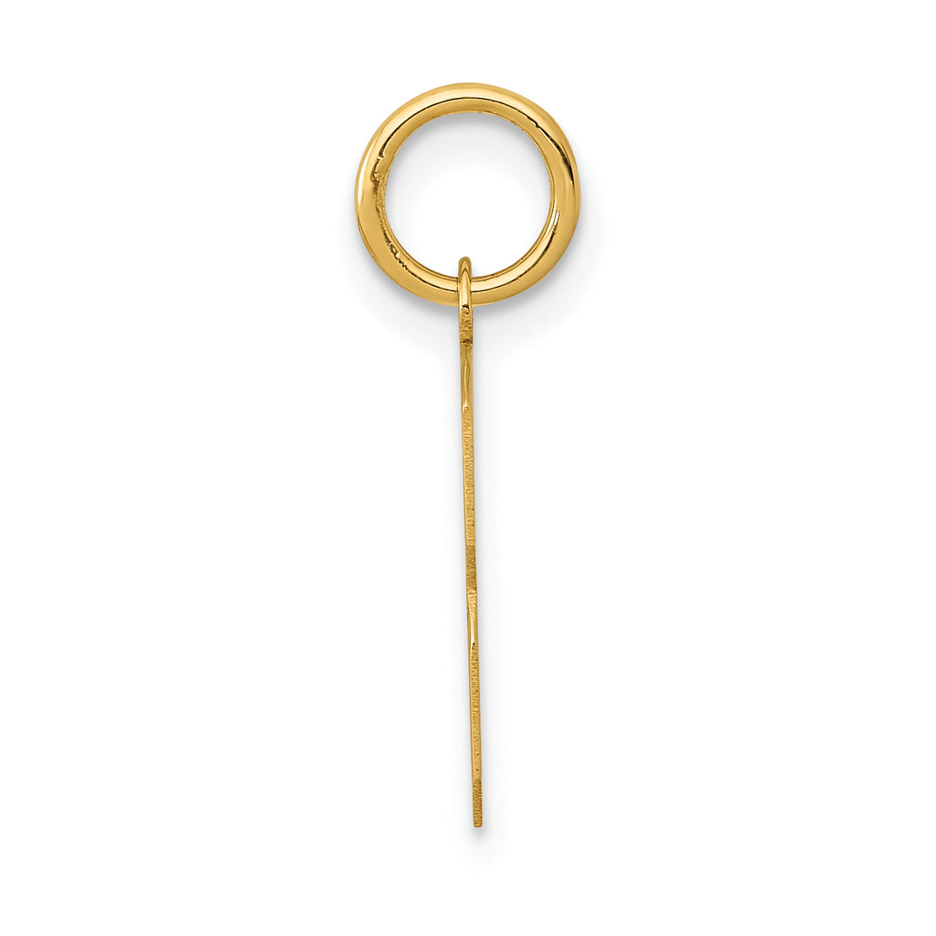 14K Gold Small Polished Number 3 Charm Laser-Cut Adjustable Pendant