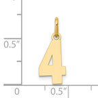 14K Gold Polished Number 4 Charm Laser Cut, Small