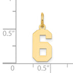 14K Gold Polished Number 6 Charm  Elegant Small Pendant