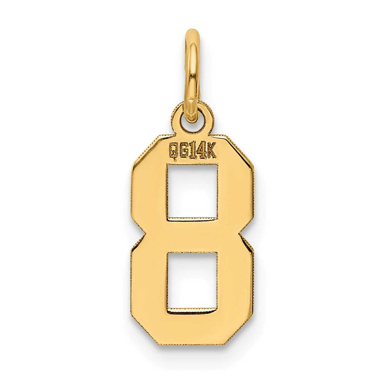 14K Gold Polished Number 8 Charm  Small, Laser-Cut, Elegant Finish