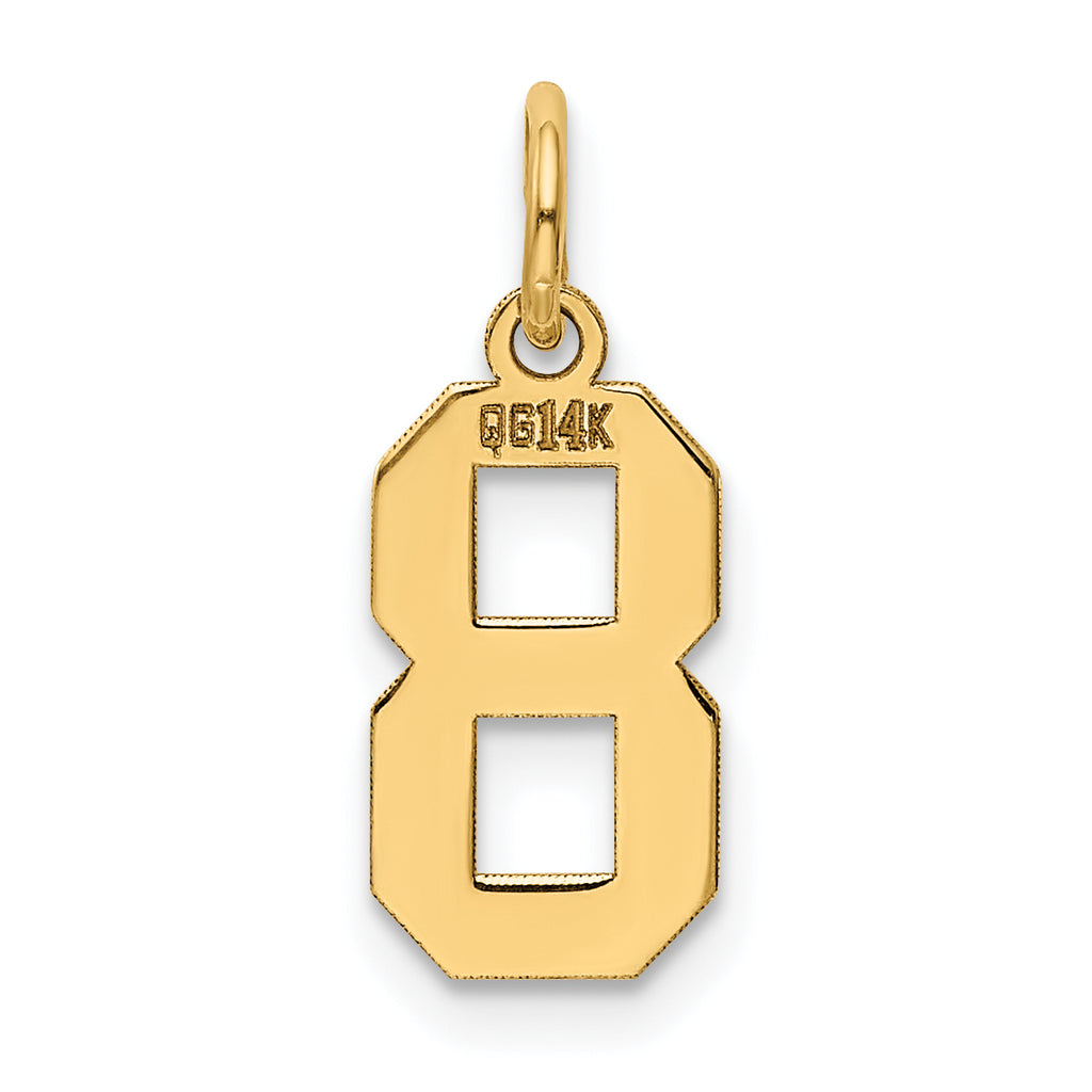 14K Gold Polished Number 8 Charm  Small, Laser-Cut, Elegant Finish