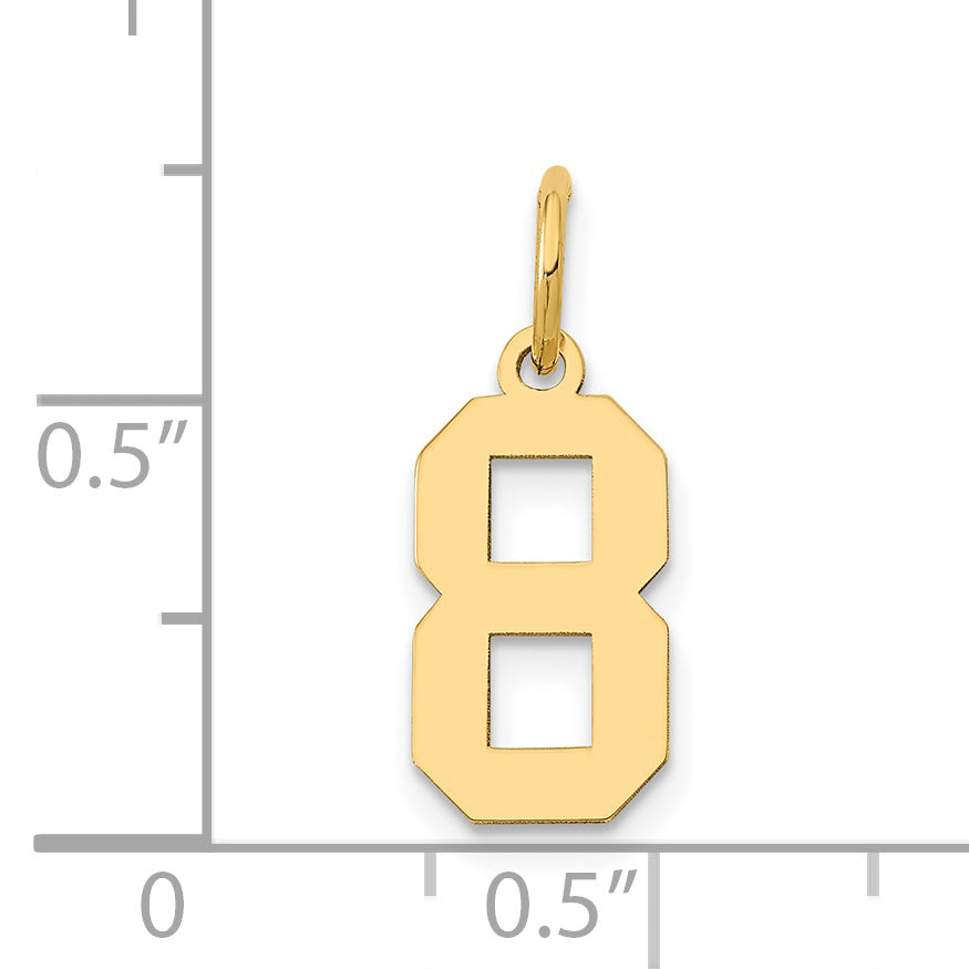 14K Gold Polished Number 8 Charm  Small, Laser-Cut, Elegant Finish