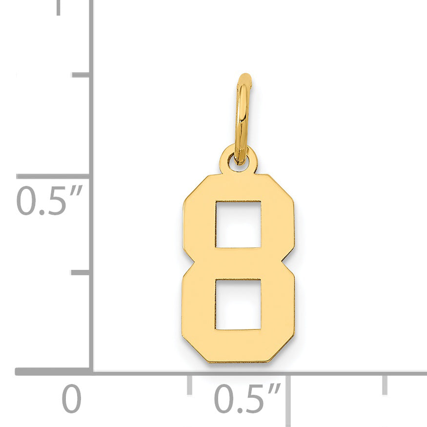 14K Small Polished Number 8 Charm
