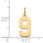 14K Gold Small Polished Number 9 Charm  Elegant Laser-Cut Design