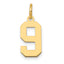 14k Small Polished Number 9 Charm