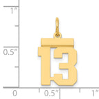 14K Gold Small Polished Number 13 Charm  Laser Cut Vintage-Inspired Design