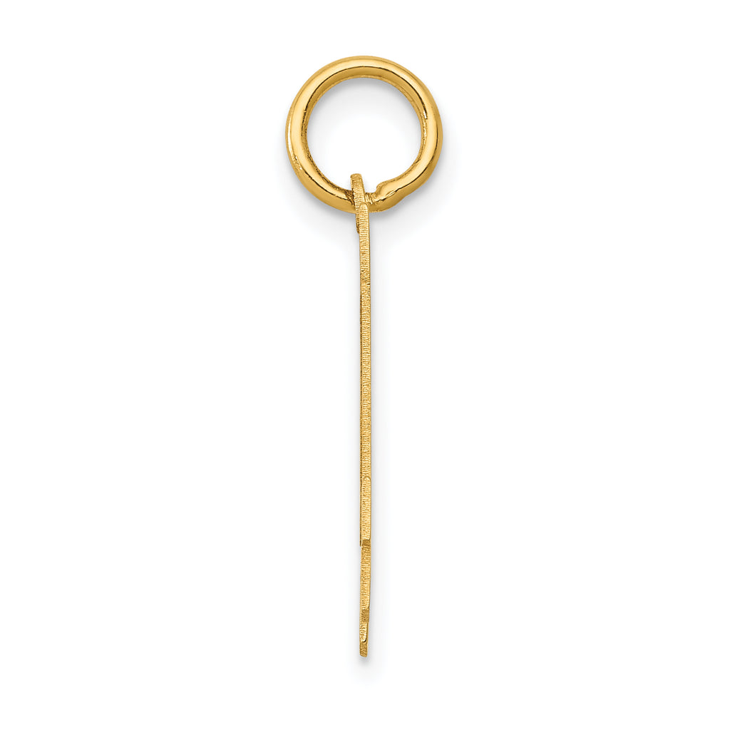 14K Gold Polished Number 14 Charm Laser-Cut Small Pendant