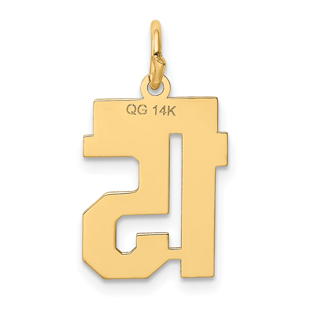 14K Gold Small Polished Number 15 Charm  Laser Cut and Elegant