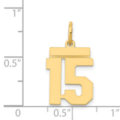 14K Gold Small Polished Number 15 Charm  Laser Cut and Elegant