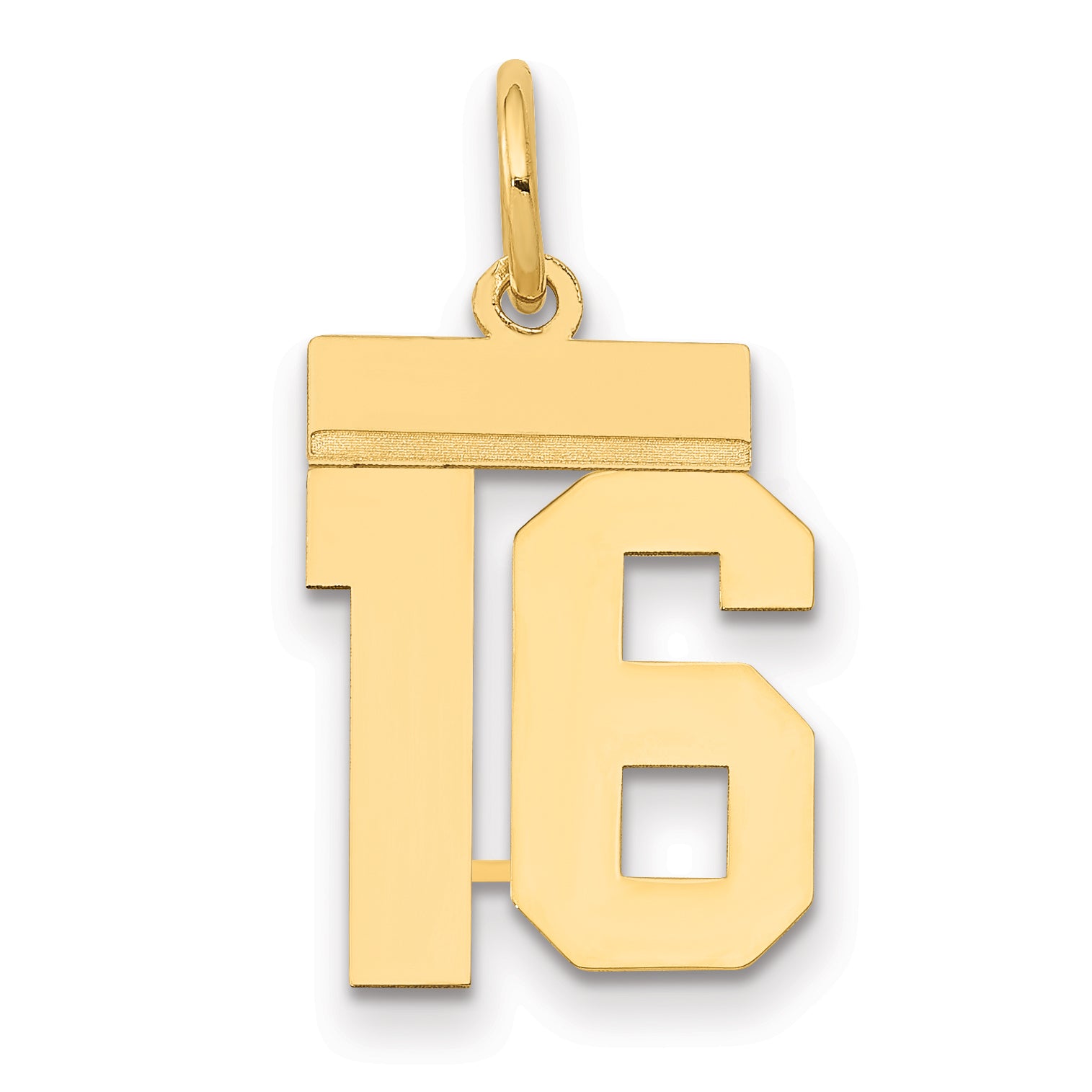 14k Small Polished Number 16 Charm