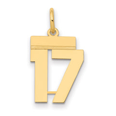 14k Small Polished Number 17 Charm
