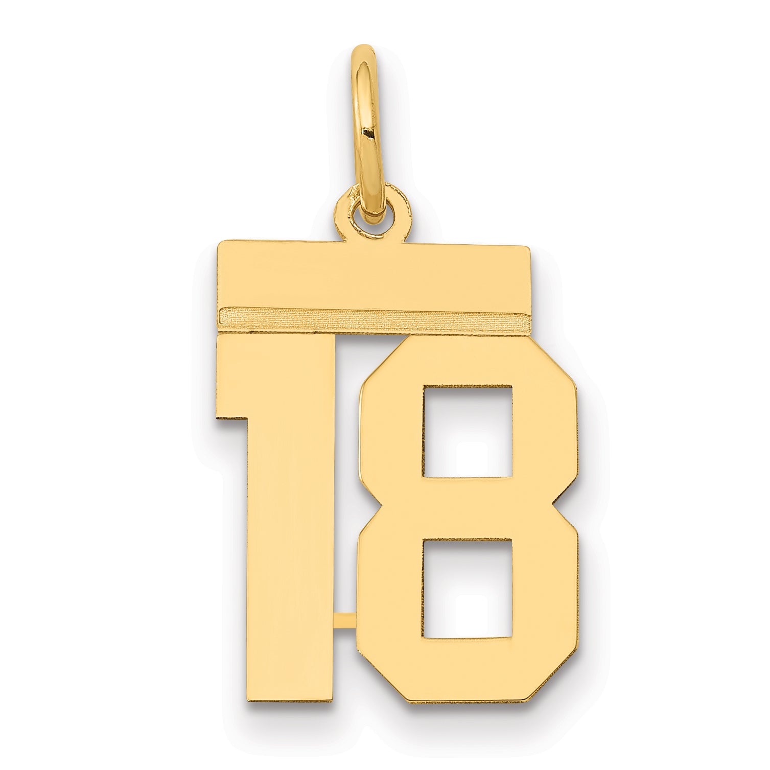 14k Small Polished Number 18 Charm