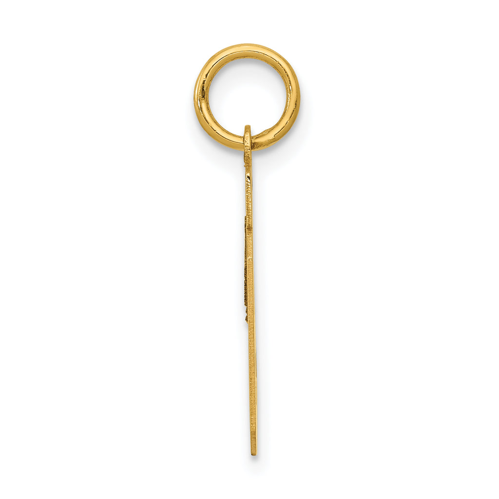 14K Gold Polished Number 19 Charm with Laser Cut Design