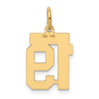 14K Gold Polished Number 19 Charm with Laser Cut Design