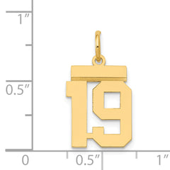 14K Gold Polished Number 19 Charm with Laser Cut Design