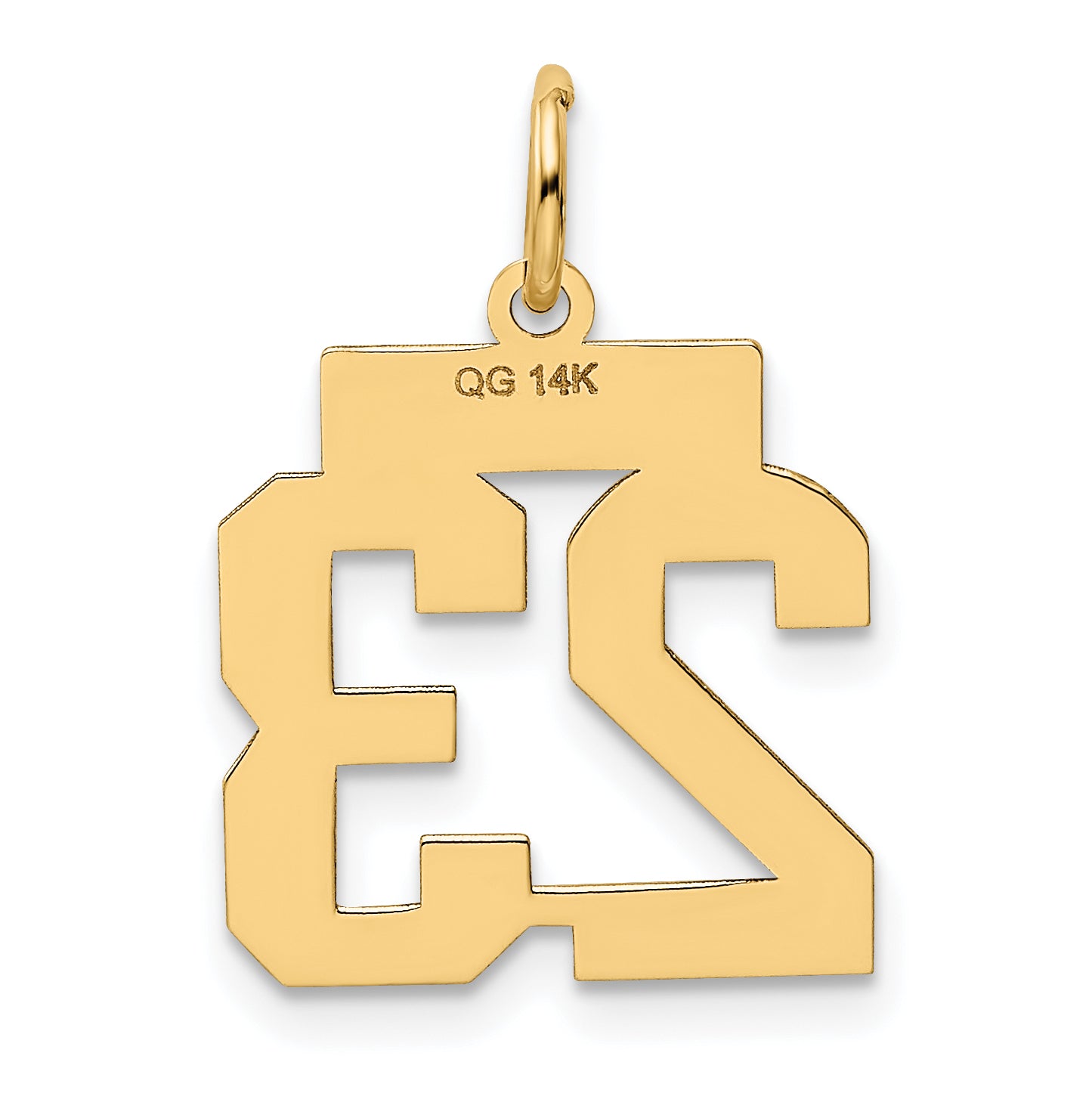 14K Gold Polished Number 23 Charm  Laser Cut, Small, Elegant Design
