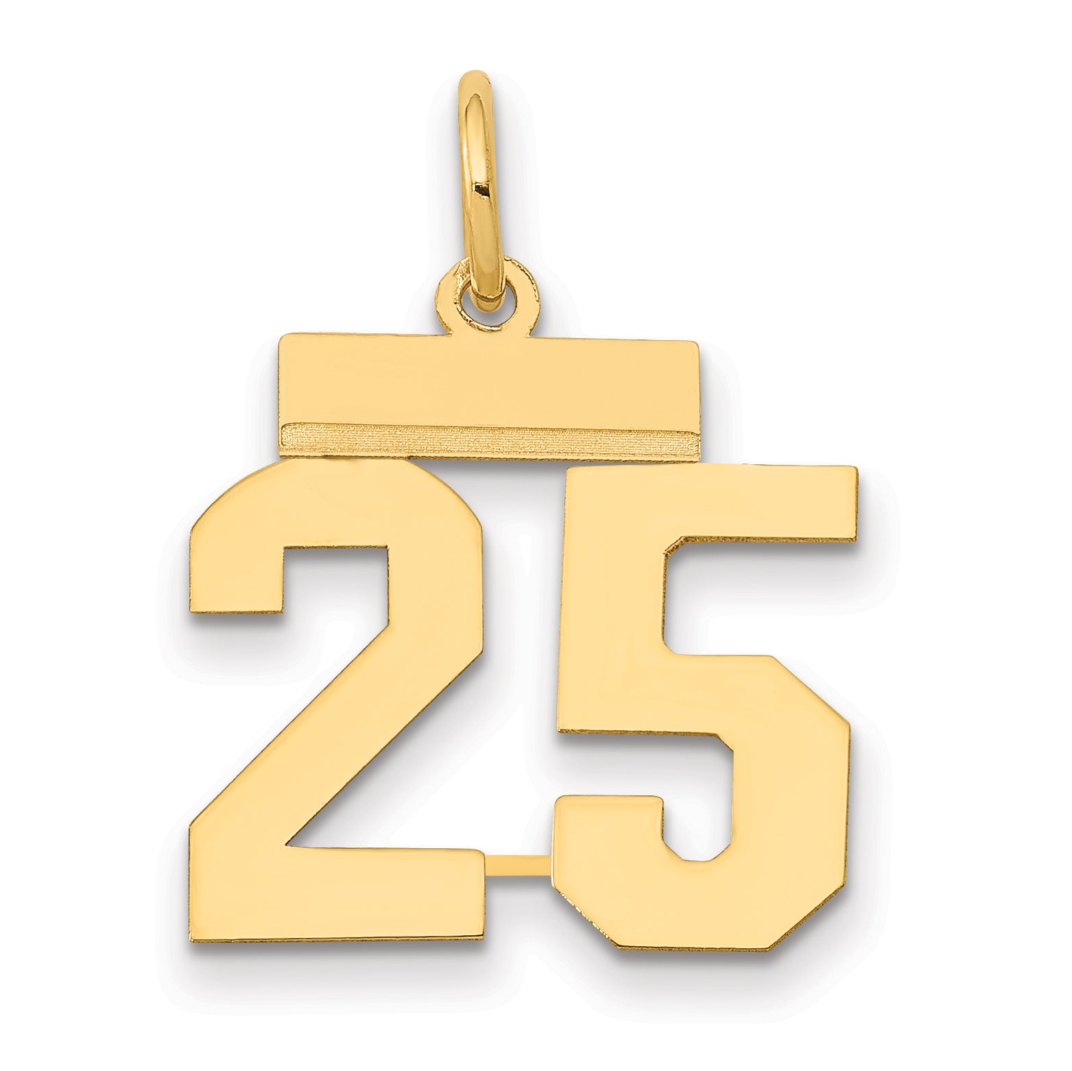 14k Small Polished Number 25 Charm