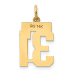 14K Gold Small Polished Number 31 Charm Laser Cut Elegant