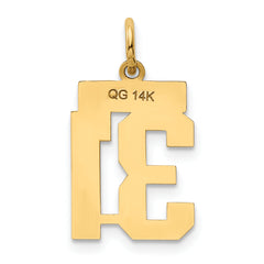 14K Gold Small Polished Number 31 Charm Laser Cut Elegant