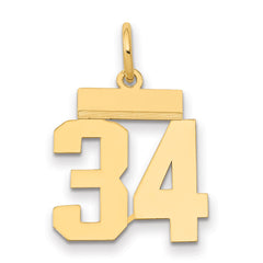 14k Small Polished Number 34 Charm