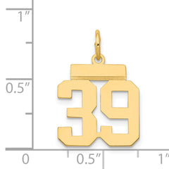 14K Gold Polished Number 39 Charm Laser Cut Small