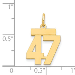 14K Gold Polished Number 47 Charm Small, Laser Cut Elegance