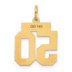 14K Gold Small Polished Number 50 Charm  Laser Cut, Elegant Yellow Gold Design