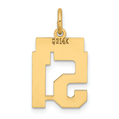 14K Gold Polished Number 51 Charm, Small Laser-Cut Yellow Gold