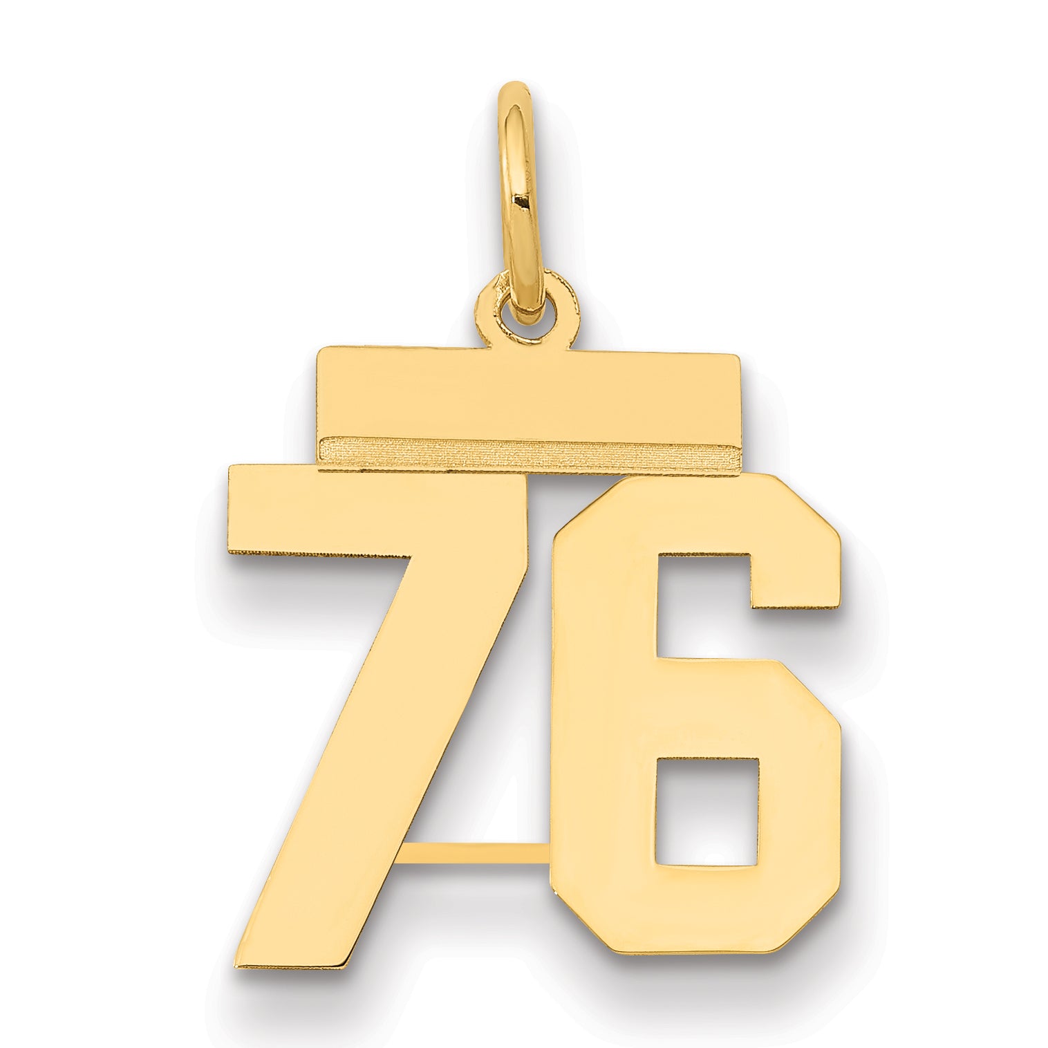 14k Small Polished Number 76 Charm Main image
