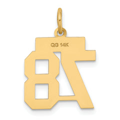 14K Gold Polished Number 78 Charm Laser-Cut Small Pendant