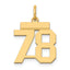 14k Small Polished Number 78 Charm