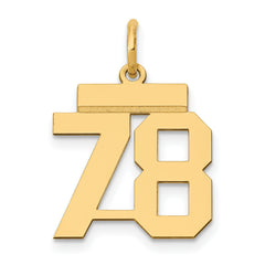 14k Small Polished Number 78 Charm