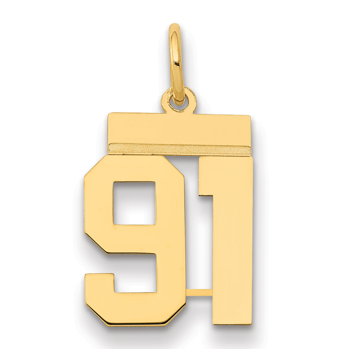 14k Small Polished Number 91 Charm