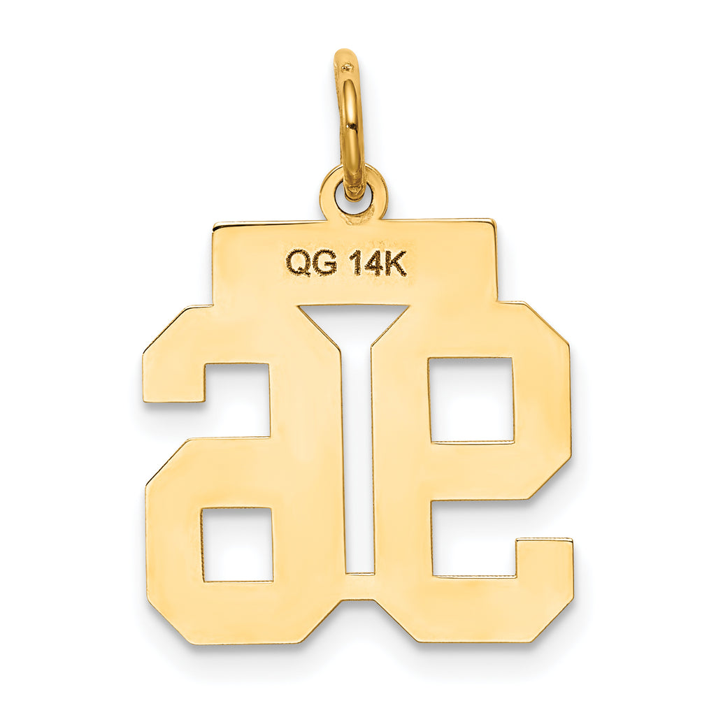 14K Gold Small Polished Number 96 Charm Laser Cut Elegant Design