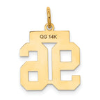 14K Gold Small Polished Number 96 Charm Laser Cut Elegant Design