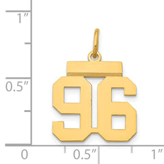 14K Gold Small Polished Number 96 Charm Laser Cut Elegant Design