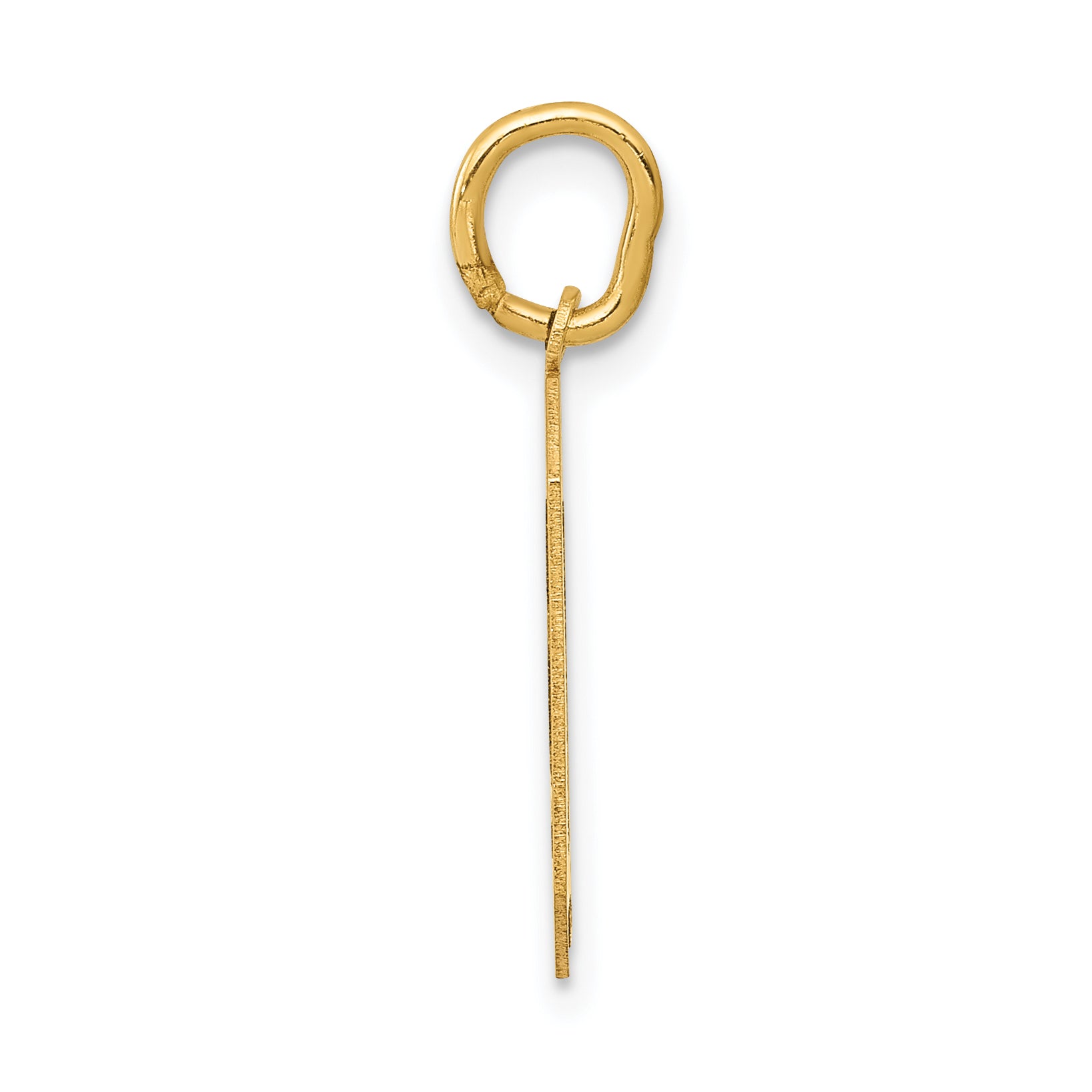 14K Gold Satin Number 0 Charm with Brushed Finish  Medium Size