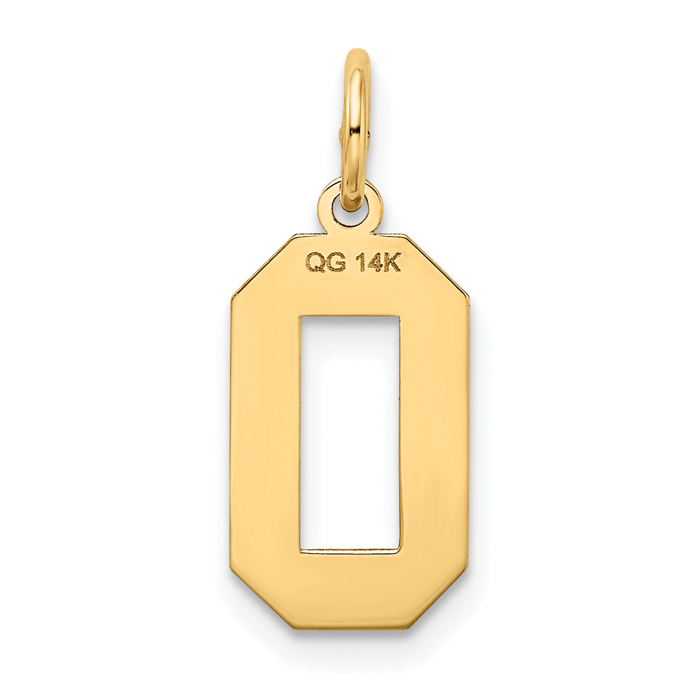 14K Gold Satin Number 0 Charm with Brushed Finish  Medium Size